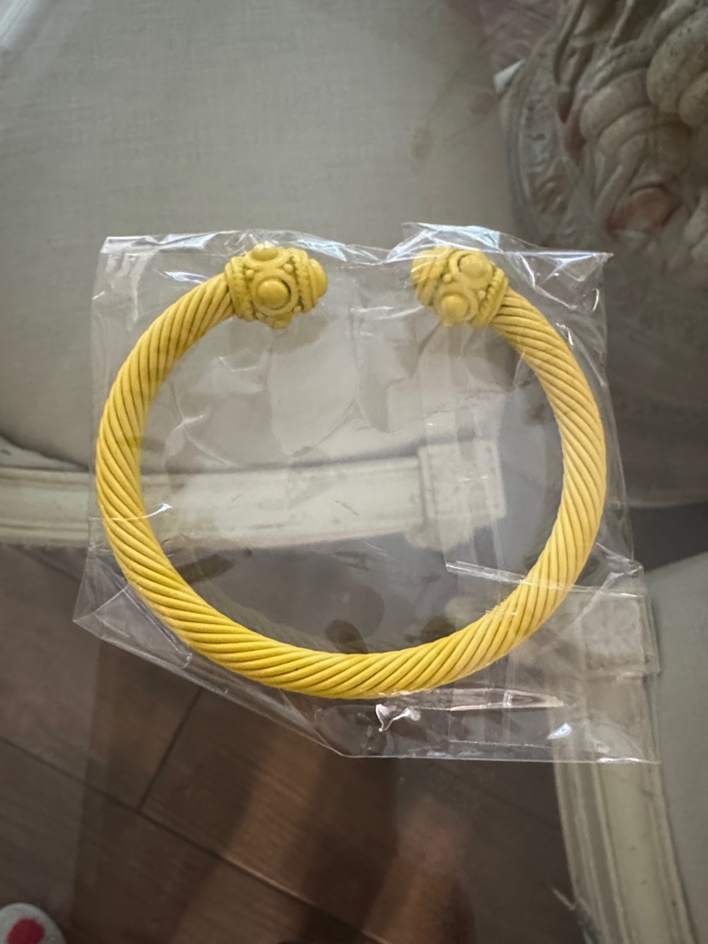 Plunder Yellow Twisted Cable Cuff Bracelet